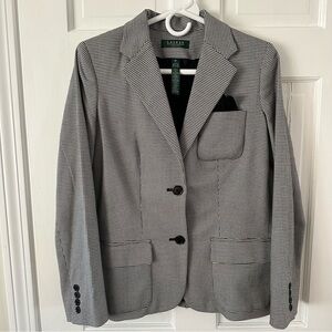 Ralph Lauren Black and White Houndstooth Blazer Size 8P